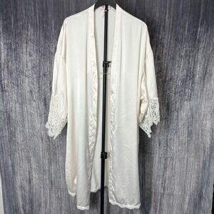 Victoria Secret Cream Kimono with Lace Trim Sleeve Women M/L